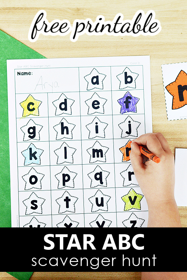 Star ABC Scavenger Hunt Alphabet Activities for PreK and Kindergarten