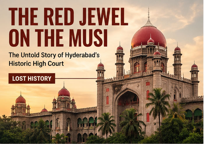 Hyderabad High Court heritage building on the banks of the Musi River in Hyderabad, Telangana.