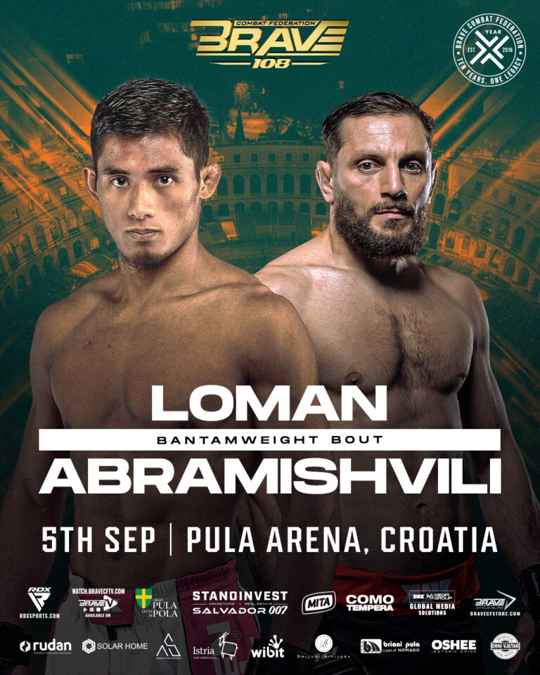STEPHEN LOMAN RETURNS TO ACTION AGAINST LASHA ABRAMISHVILI AT BRAVE CF 108 IN CROATIA