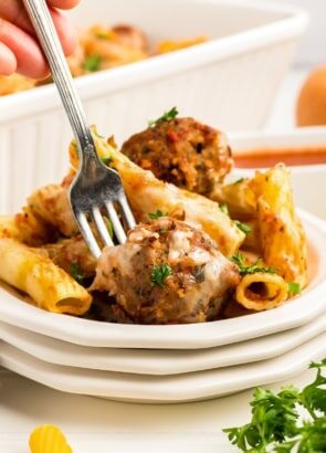 This cheesy Meatball Casserole is the dinner my family begs for on the busiest nights.