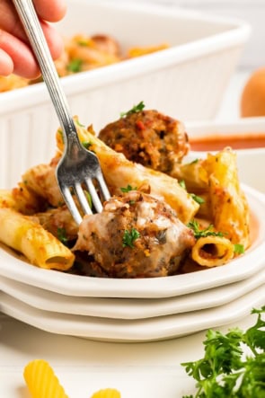 This cheesy Meatball Casserole is the dinner my family begs for on the busiest nights.