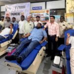 Blood donation, poor feeding, felicitation of seniors mark Engineers Day in Mancherial